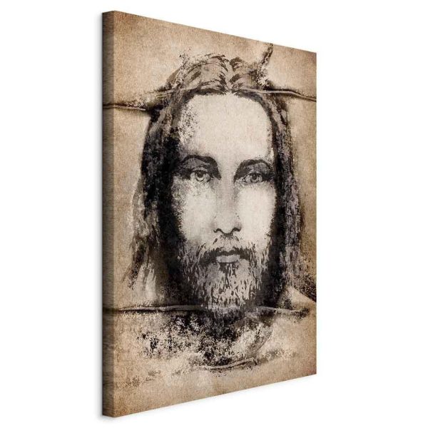 Canvas Print - Shroud of Turin in Sepia (1 Part) Vertical
