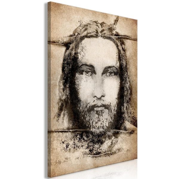 Canvas Print - Shroud of Turin in Sepia (1 Part) Vertical