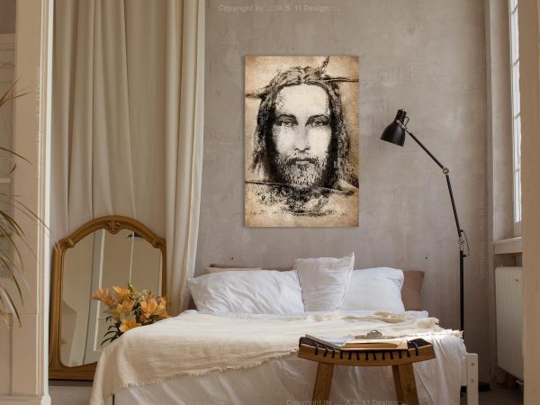 Canvas Print - Shroud of Turin in Sepia (1 Part) Vertical