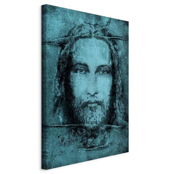 Canvas Print - Shroud of Turin in Turqoise (1 Part) Vertical