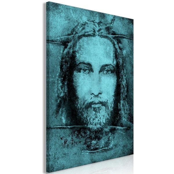 Canvas Print - Shroud of Turin in Turqoise (1 Part) Vertical