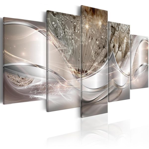 Canvas Print - Sparkling Dandelions (5 Parts) Beige Wide - Image 2