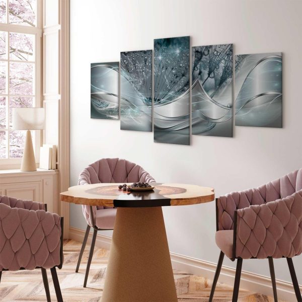 Canvas Print - Sparkling Dandelions (5 Parts) Blue Wide - Image 3