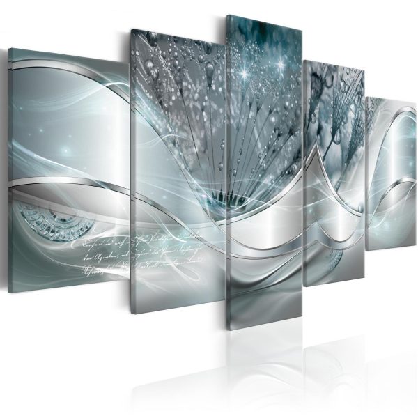 Canvas Print - Sparkling Dandelions (5 Parts) Blue Wide - Image 2