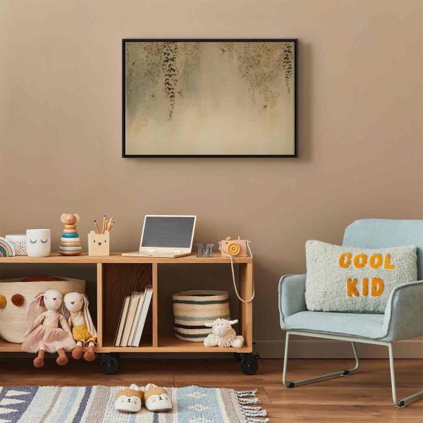 Canvas Print - Spring Orchard - Hummingbirds Among Tree Branches in Beige Shades - Image 6