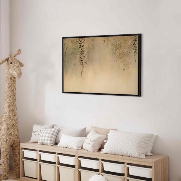 Canvas Print - Spring Orchard - Hummingbirds Among Tree Branches in Beige Shades - Image 7