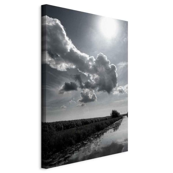 Canvas Print - Sun Over Clouds (1-part) - Sky Reflection in Water Field