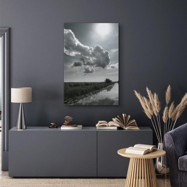 Canvas Print - Sun Over Clouds (1-part) - Sky Reflection in Water Field