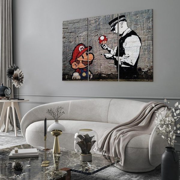 Canvas Print - Super Mario Mushroom Cop by Banksy - Image 3