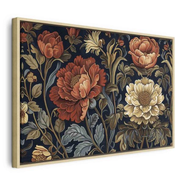 Canvas Print - Tapestry Large Flowers Retro Floral Motif in Kilim Style