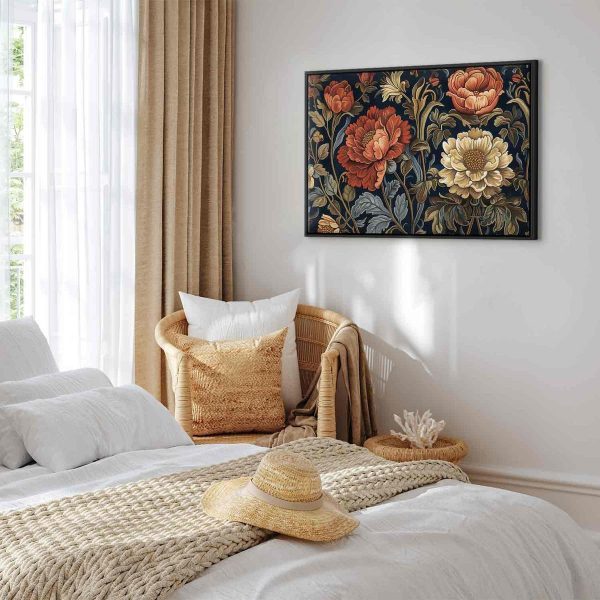Canvas Print - Tapestry Large Flowers Retro Floral Motif in Kilim Style