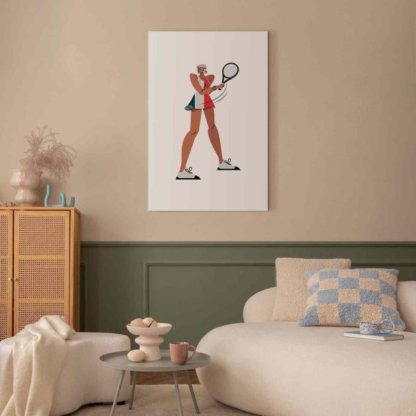 Canvas Print - Tennis Player With a Racket on a Light Background - Illustration - Image 2