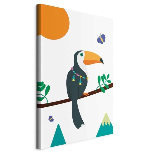 Canvas Print - Toucan And Butterflies (1 Part) Vertical
