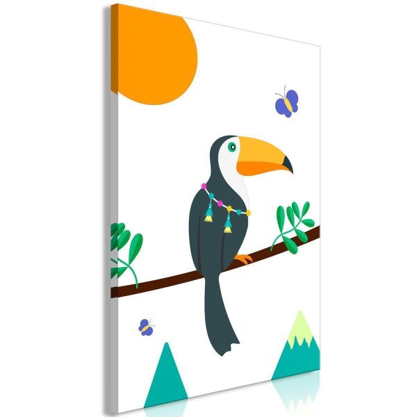 Canvas Print - Toucan And Butterflies (1 Part) Vertical