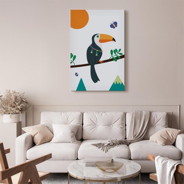 Canvas Print - Toucan And Butterflies (1 Part) Vertical