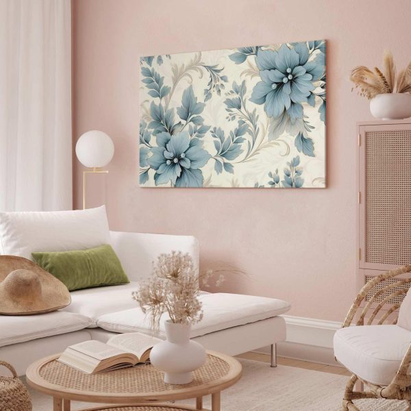 Canvas Print - Turquoise Flowers in Retro Ambience Floristic Ornaments - Image 3