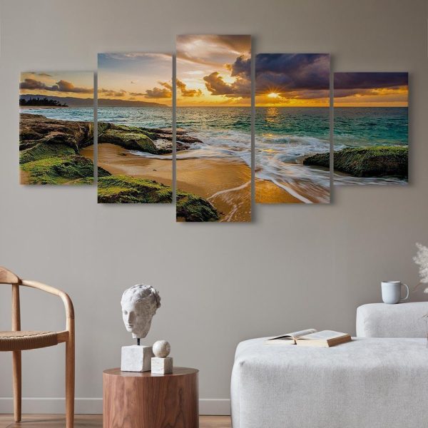 Canvas Print - Turquoise Sea (5 Parts) Wide
