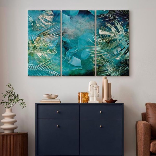 Canvas Print - Turquoise and Gold (3 Parts) - Image 3