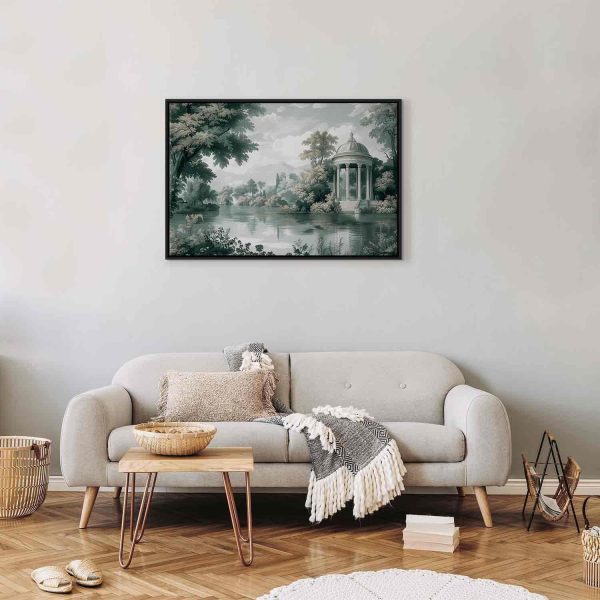 Canvas Print - View of the Park and Lake Retro Vintage Landscape in Greens - Image 6