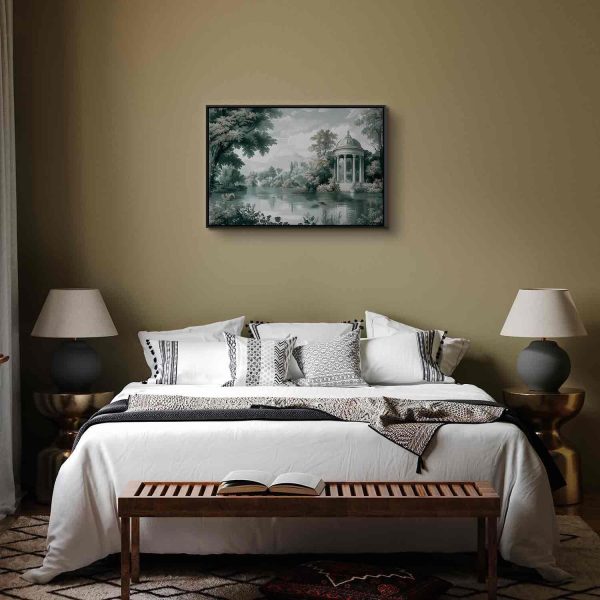 Canvas Print - View of the Park and Lake Retro Vintage Landscape in Greens - Image 11