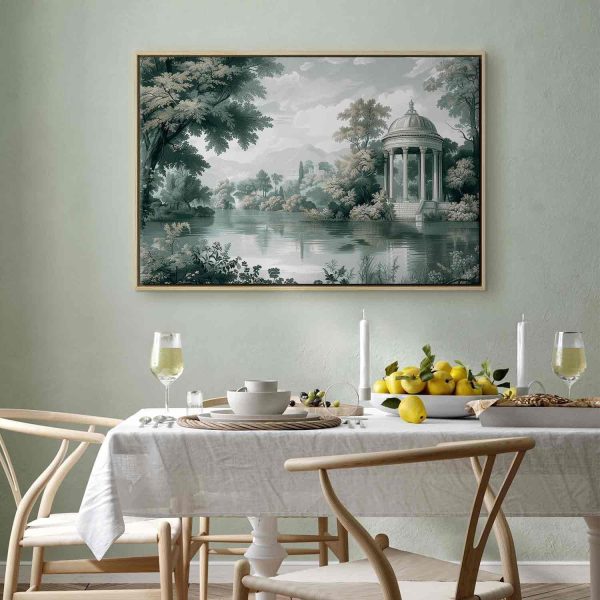 Canvas Print - View of the Park and Lake Retro Vintage Landscape in Greens - Image 12