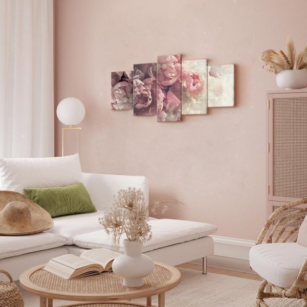 Canvas Print - Vintage Peonies (5 Parts) Wide - Image 3