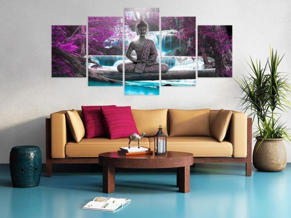 Canvas Print - Waterfall and Buddha