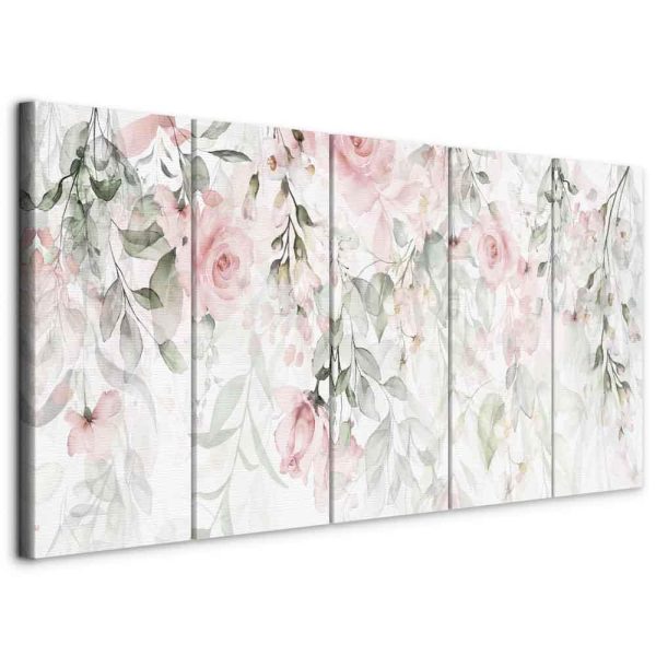 Canvas Print - Waterfall of Roses (5 Parts) Narrow - First Variant