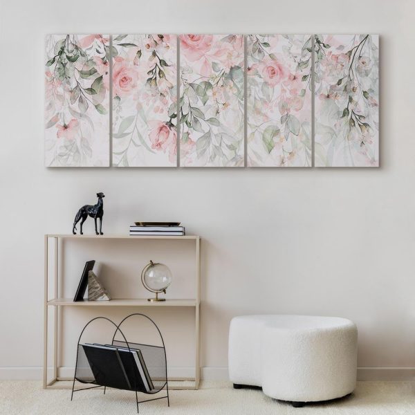 Canvas Print - Waterfall of Roses (5 Parts) Narrow - First Variant