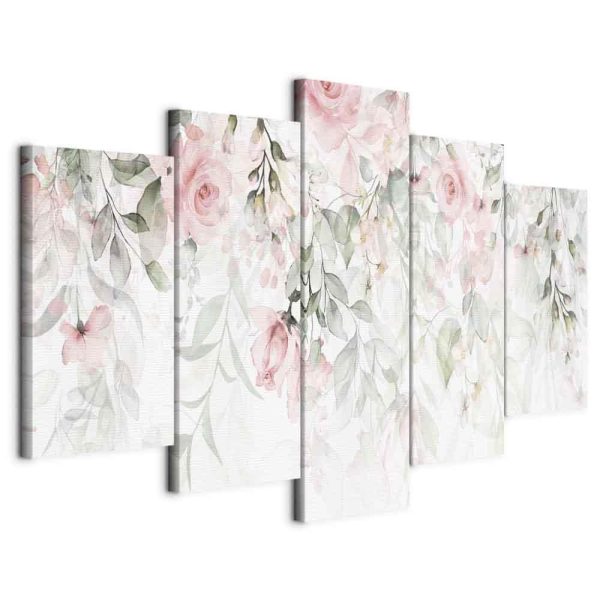 Canvas Print - Waterfall of Roses (5 Parts) Wide - First Variant