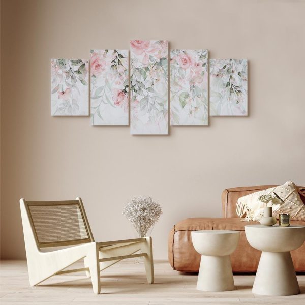 Canvas Print - Waterfall of Roses (5 Parts) Wide - First Variant