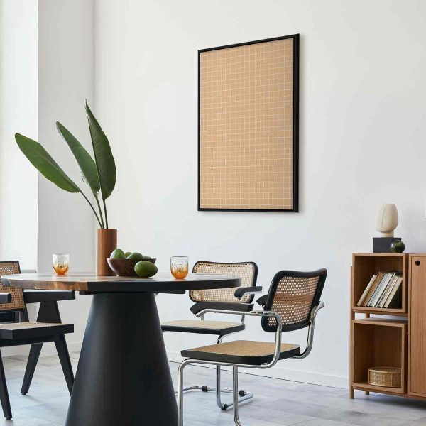 Canvas Print - Waving Lines - Creamy Grid on a Noisy Pastel Background