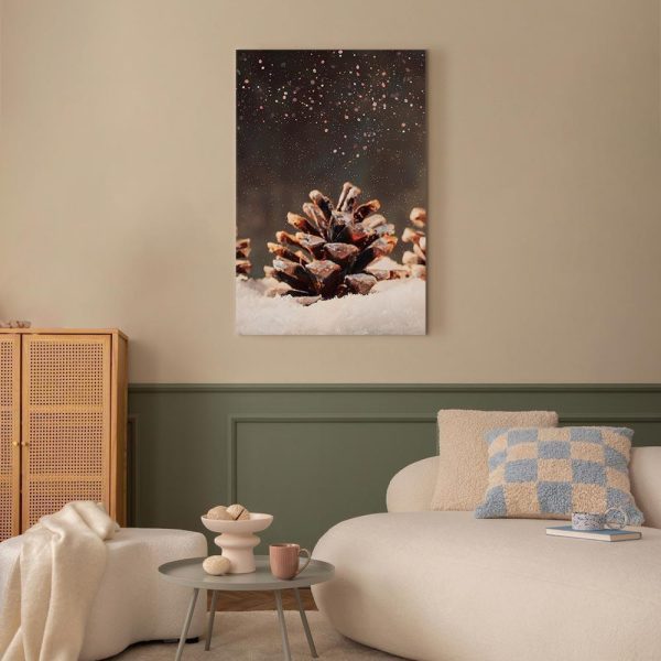Canvas Print - Winter Pine Cone (1 Part) Vertical