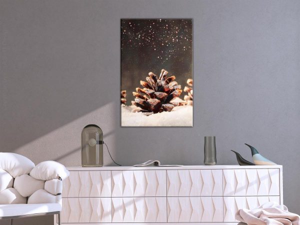 Canvas Print - Winter Pine Cone (1 Part) Vertical