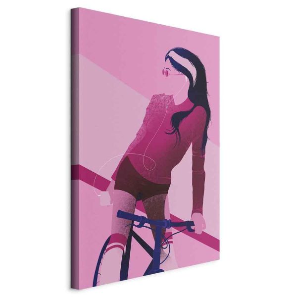 Canvas Print - Woman on Bicycle (1 Part) Vertical