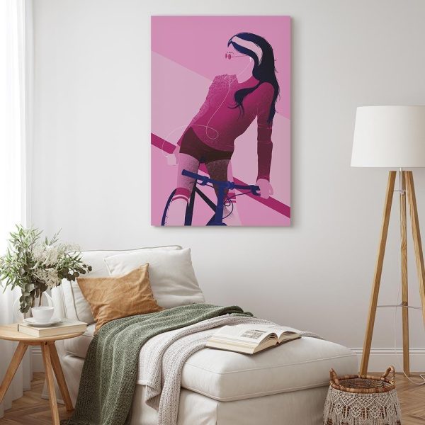 Canvas Print - Woman on Bicycle (1 Part) Vertical