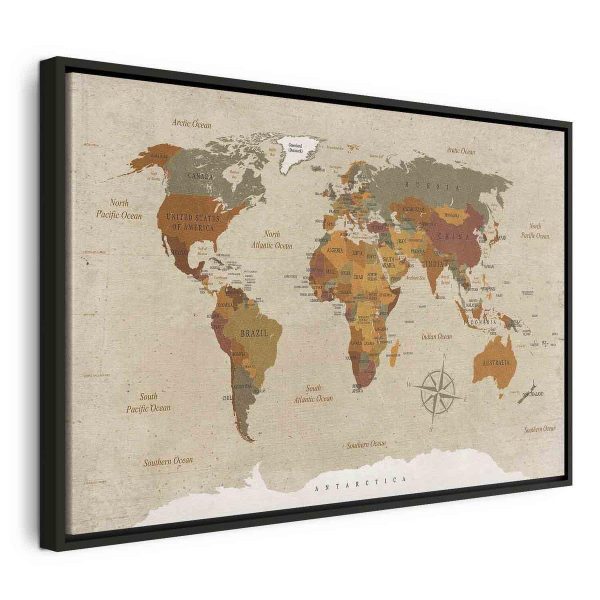 Canvas Print - World Map: Beige Chic