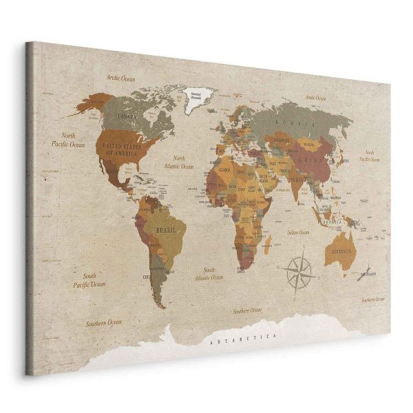 Canvas Print - World Map: Beige Chic