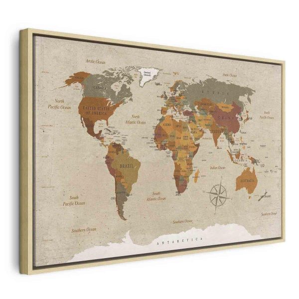 Canvas Print - World Map: Beige Chic