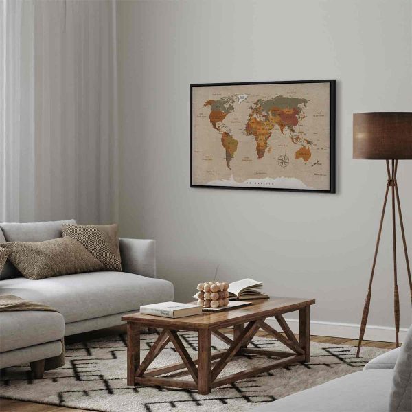 Canvas Print - World Map: Beige Chic