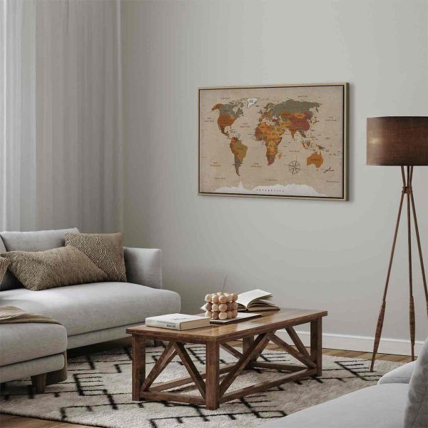 Canvas Print - World Map: Beige Chic