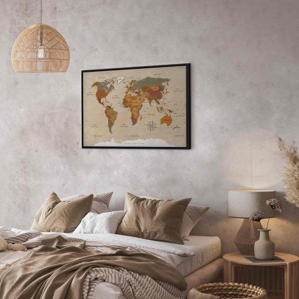 Canvas Print - World Map: Beige Chic