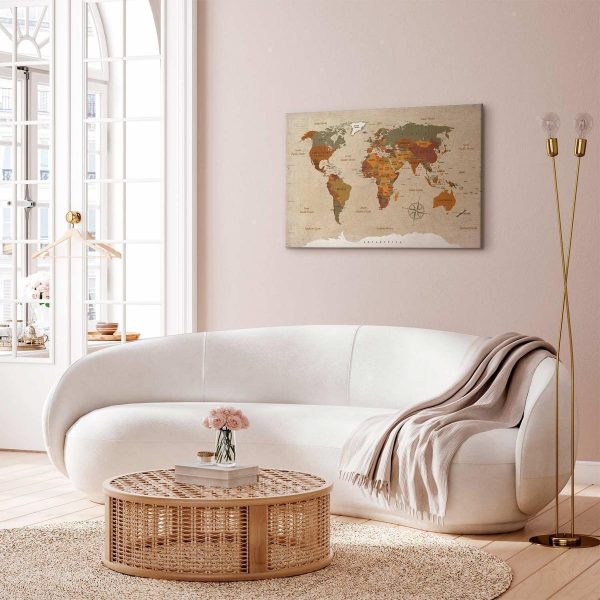 Canvas Print - World Map: Beige Chic