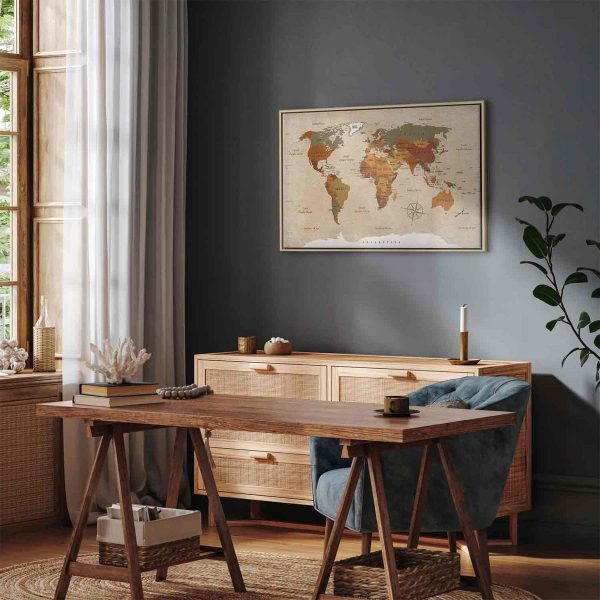 Canvas Print - World Map: Beige Chic