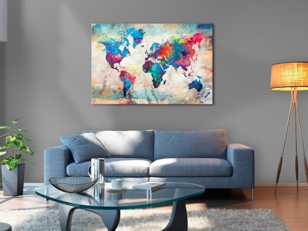 Canvas Print - World Map: Colourful Madness