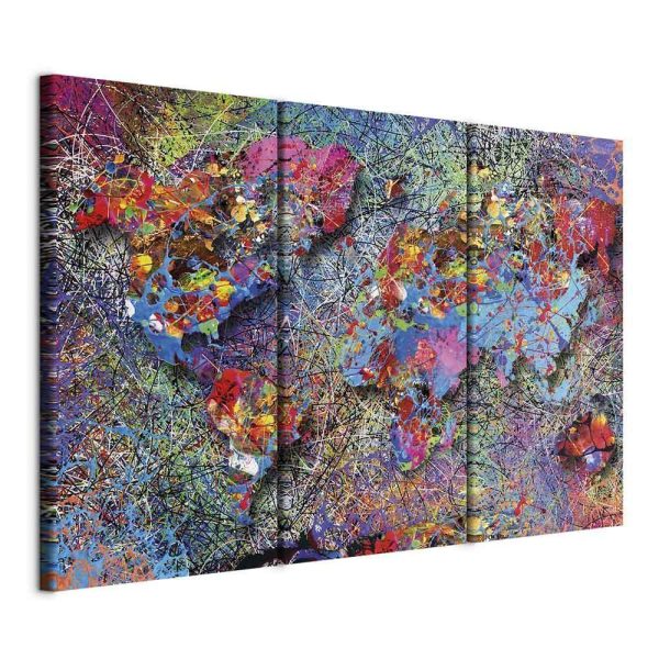 Canvas Print - World Map: Colourful Whirl