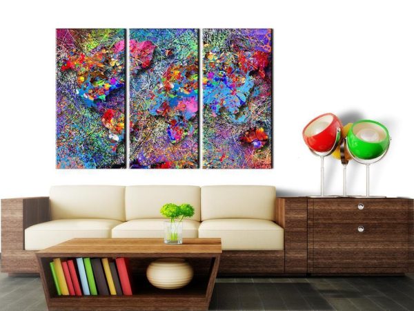 Canvas Print - World Map: Colourful Whirl