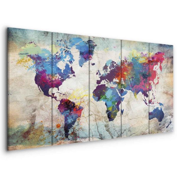 Canvas Print - World Map: Cracked Wall