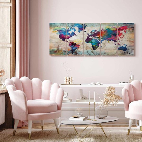 Canvas Print - World Map: Cracked Wall
