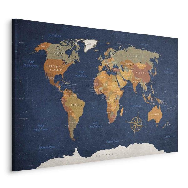 Canvas Print - World Map: Ink Oceans